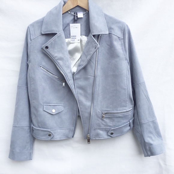H&M Jackets & Blazers - H&M divided blue/grey faux suade moto jacket NWT.